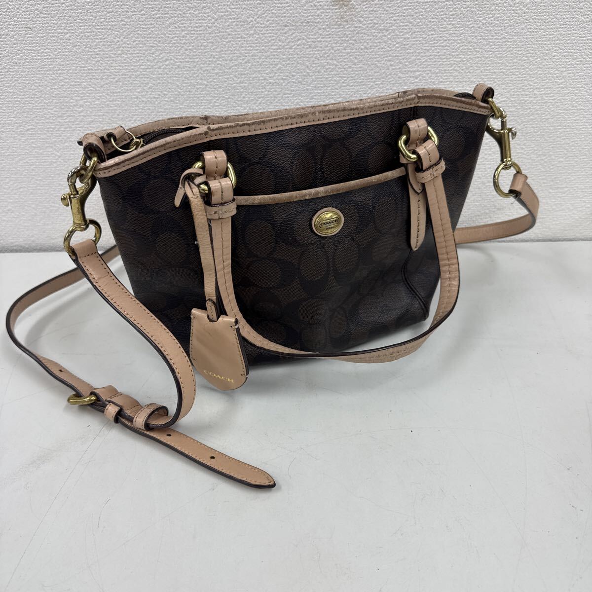MTS445 COACH コーチ シグネチャー ショルダーバッグ ハンドバッグ トートバッグ ブラウン系 レザー