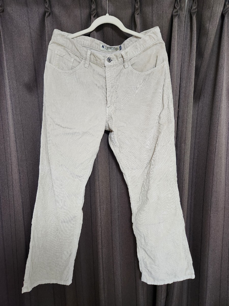 【人気】American Eagle コーデュロイ フレアパンツ W33×L30 アイボリー アメカジ 古着 ブーツカット コットン100% アメリカンイーグル