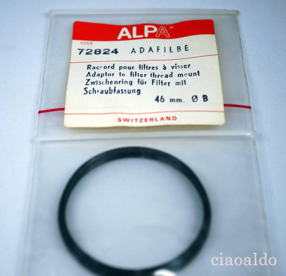 !!!激レア・未使用品・未開封品!!! アルパ純正フィルターアダプター "72824 ADAFILBE" 46mm ΦB MADE IN SWITZERLAND