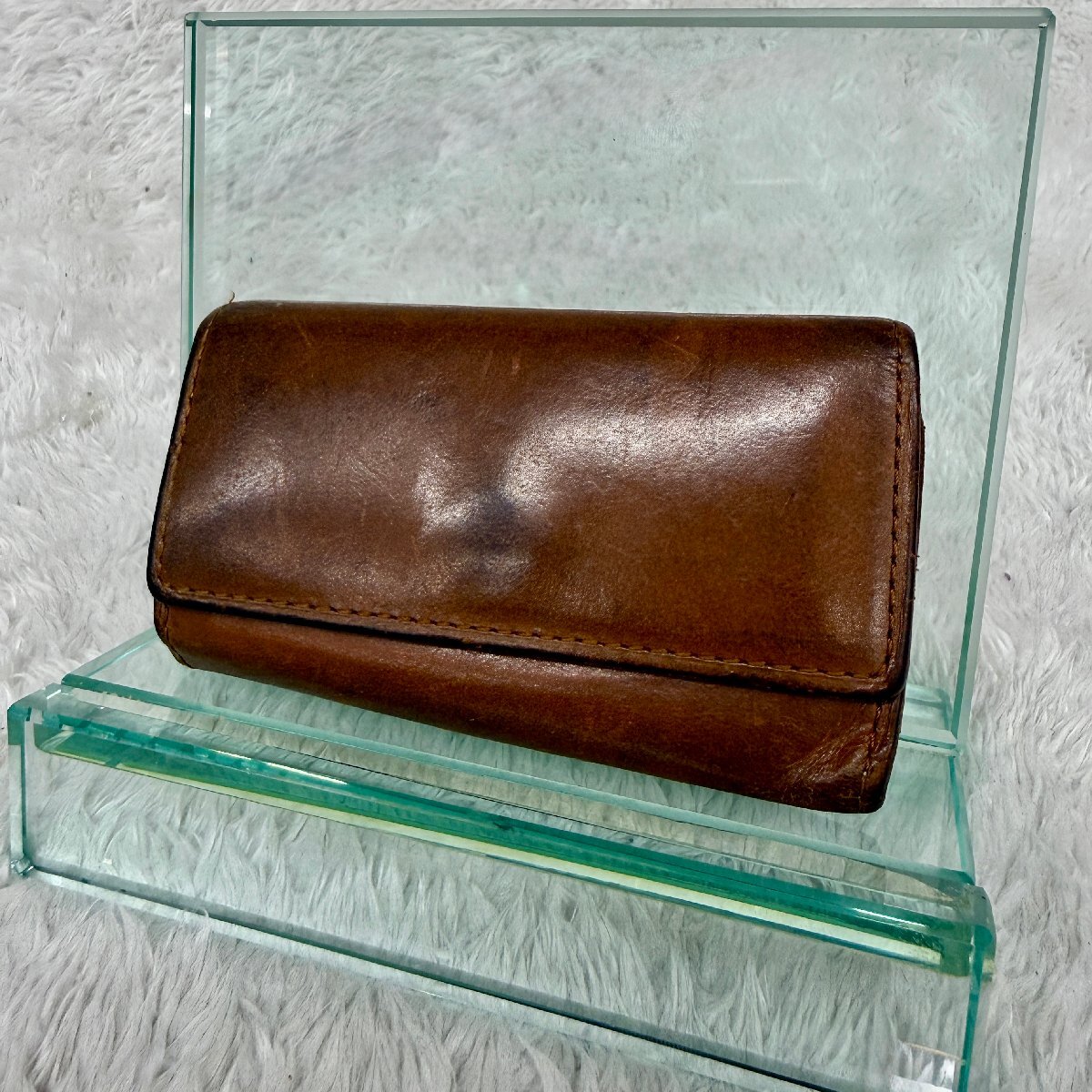 1円1スタ GANZO ガンゾ シンブライドル 4連キーケース ブラウン ヌメ革 メンズ 【参考価格￥24200-】