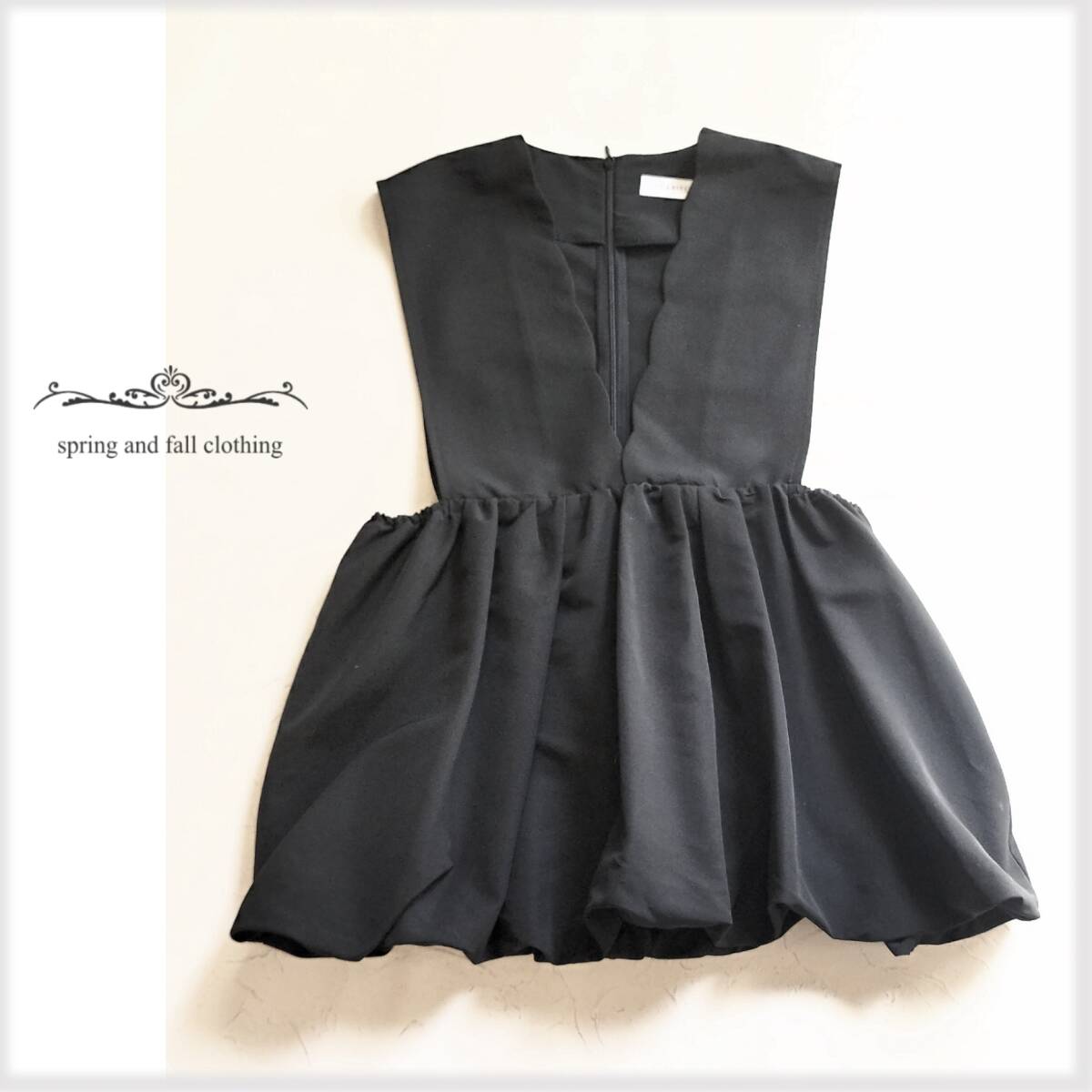 美品♪ VERITE ＊大人可愛い…☆ スカラップ Vネック バルーンヘム ペプラム ジレ♪ブラック M～L レディース ベスト トップス♪HF