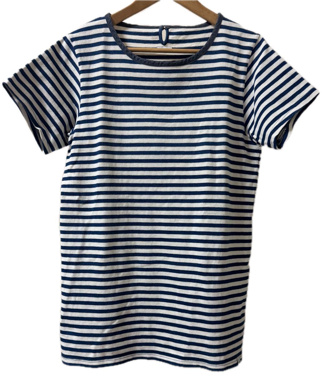visvim ビズビム BORDER CREW INDIGO S/S size 3ボーダーTシャツ ボーダー 半袖Tシャツ Tシャツ ホワイト ブルー　ビズヴィム