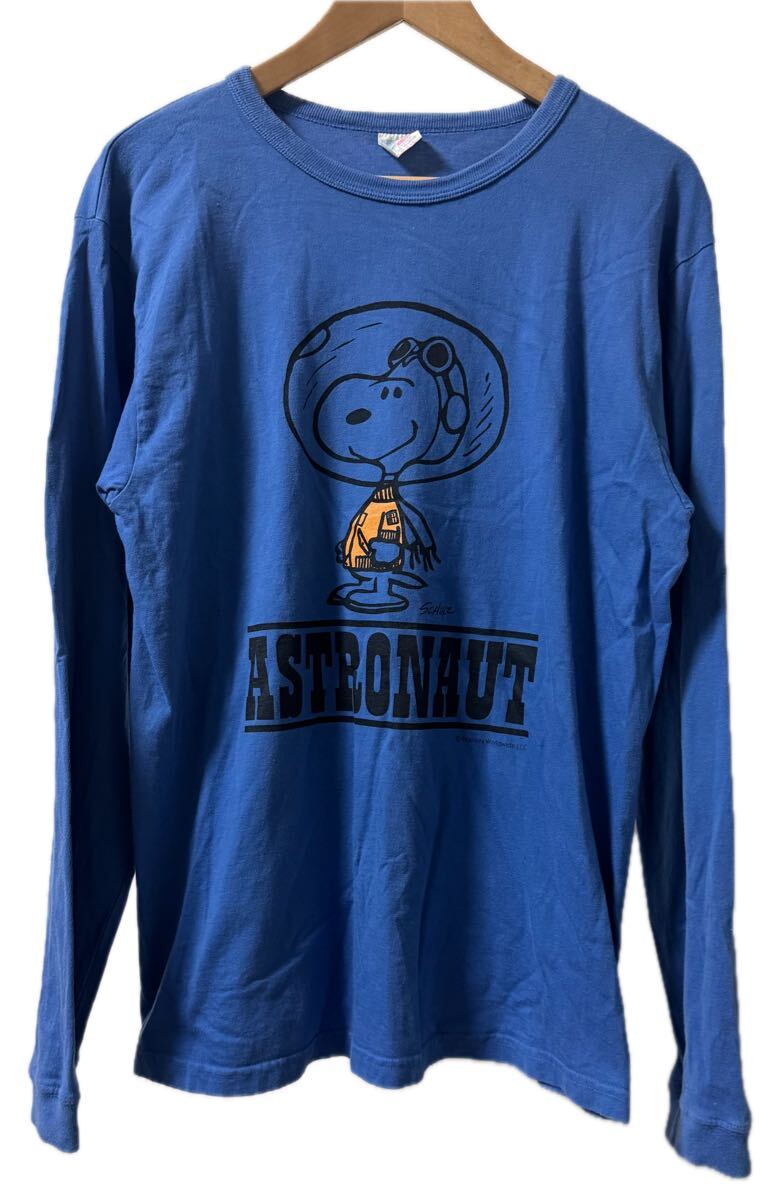 BUZZ RICKSON PEANUTS バズリクソン ピーナッツ size L スヌーピー ロンT 長袖Tシャツ SNOOPY 青 ブルー ASTRONAUT USA製