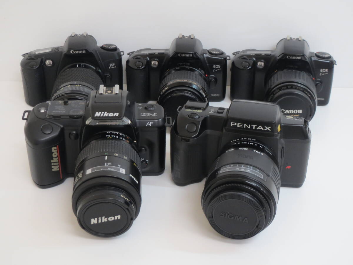 (a-8)　ペンタックス SF7 / ニコン F-401 / キャノン EOS Kiss　フィルムカメラ　5点セット