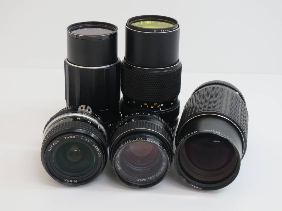 (a-11)　NIKKOR 28㎜ 1:3.5 / SMC TAKUMAR 1:1.4/50 / ZUIKO AUTO-ZOOM 1:4 f=75~150㎜　他　カメラレンズ　5点セット