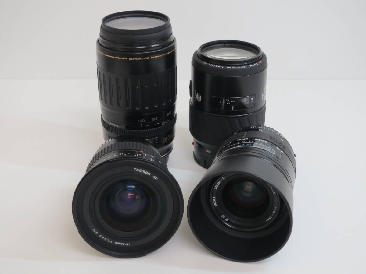 (a-12)　キャノン ZOOM LENS EF 100-300㎜ 1:4.5-5.6 / タムロン AF 19-35㎜ 1:3.5-4.5　他　カメラレンズ　4点セット