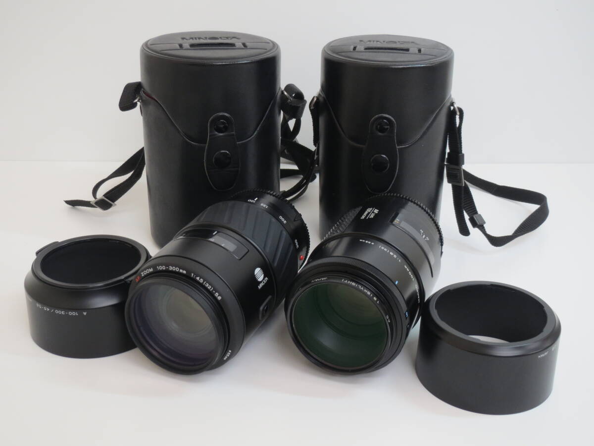 (a-22)　MINOLTA　ミノルタ　AF MACRO 100㎜ 1:2.8(32) / AF ZOOM 100-300㎜ 1:4.5(32)-5.6　レンズ　2点セット