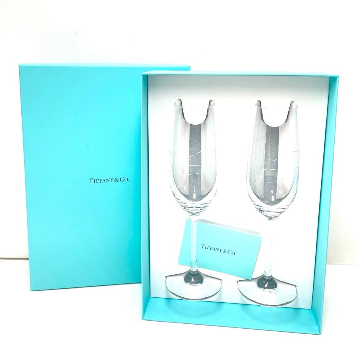 未使用　TIFFANY＆Co.ティファニー　シャンパングラス　ペアグラス　箱有【FC1038】@80