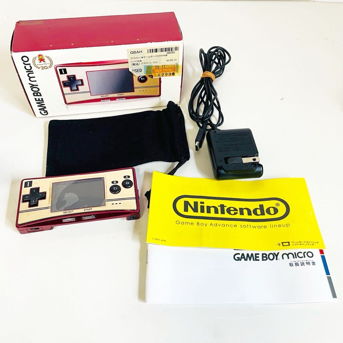 箱付き ゲームボーイミクロ本体 ハッピーマリオ20th ファミコンVer（OXY-001） ゲームボーイアドバンス GBA 通電確認済み 【FD4002】@60