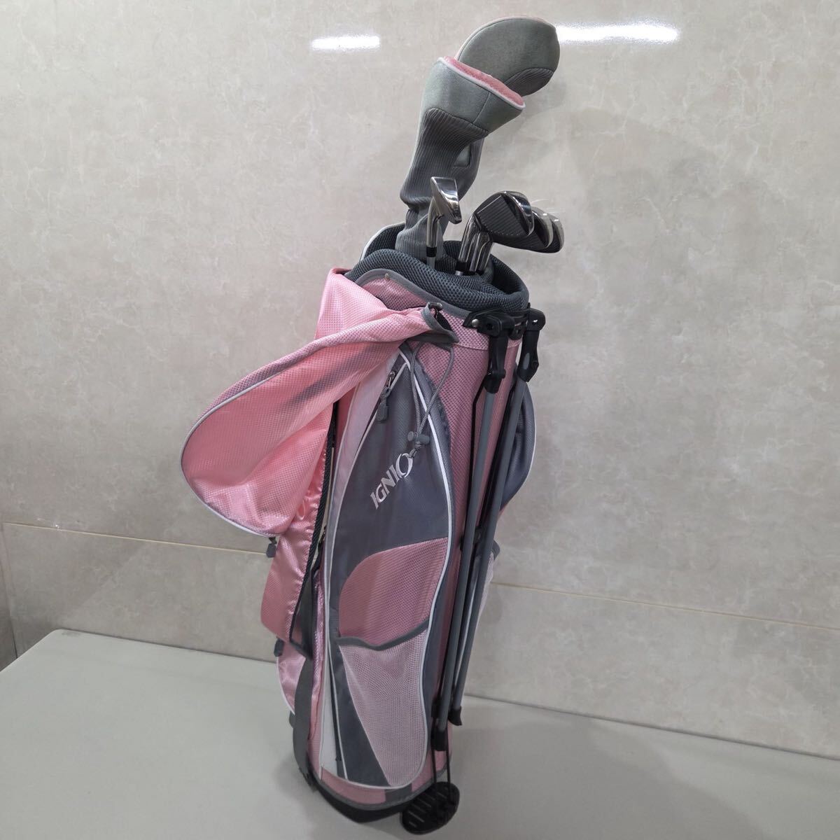 IGNIO ゴルフクラブセット 右用 キャディバッグ レディース イグニオ ドライバー アイアン 1/5/7/9/9/P/S 7本セット フレックスL【FB1054】