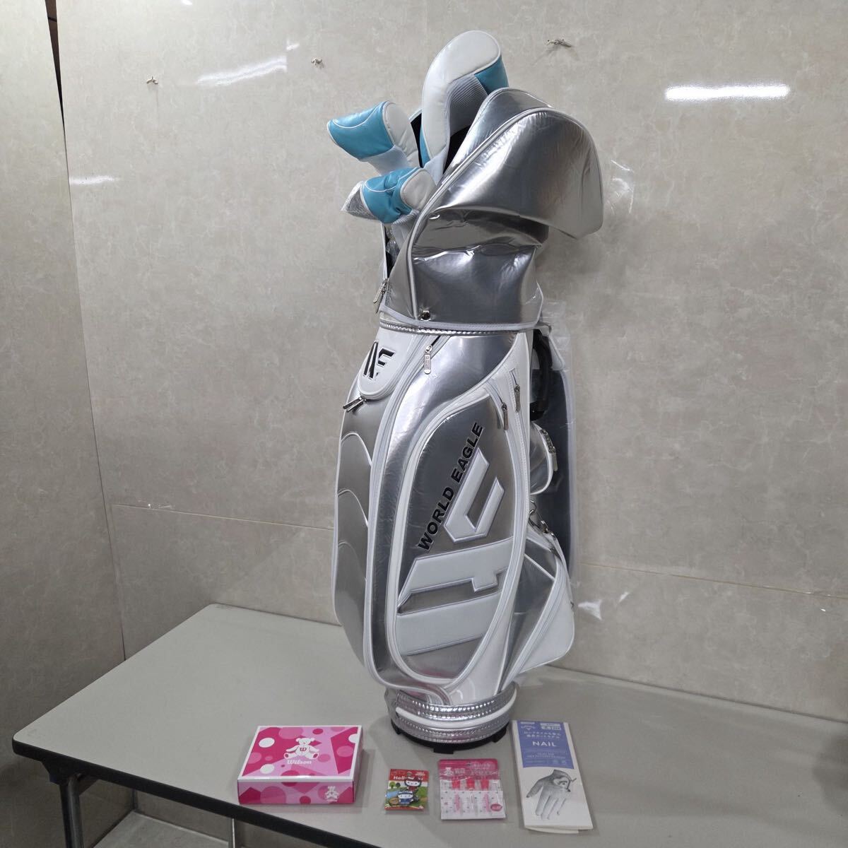 未使用 World Eagle/ワールドイーグル WE-G510 Flex-L KP-MK レディース フルセット レフティ 左利き キャディバッグ付き 【FB2391】