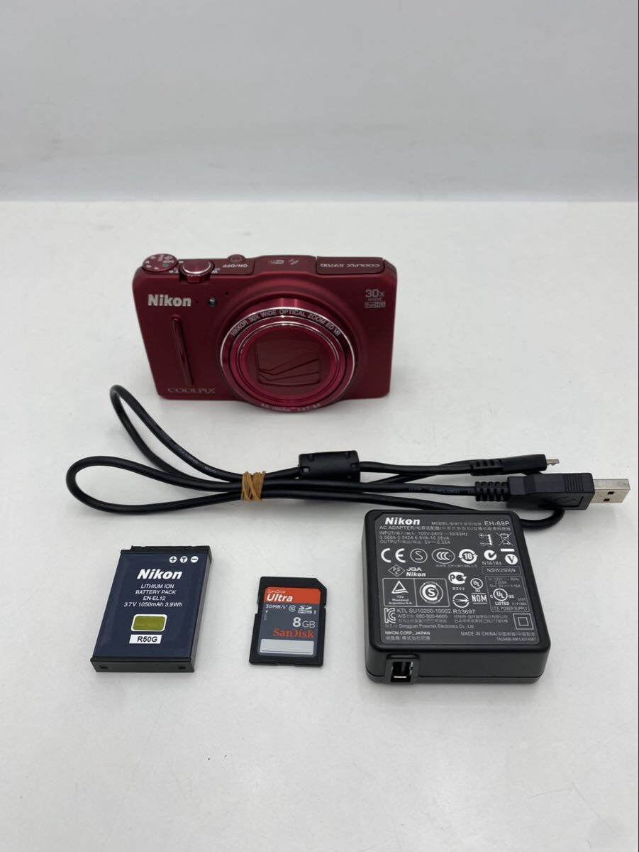 Nikon COOLPIX S9700 ニコン　レッド　コンパクトデジタルカメラ　バッテリー　充電器　SDカード動作確認済み【FB2165】@60