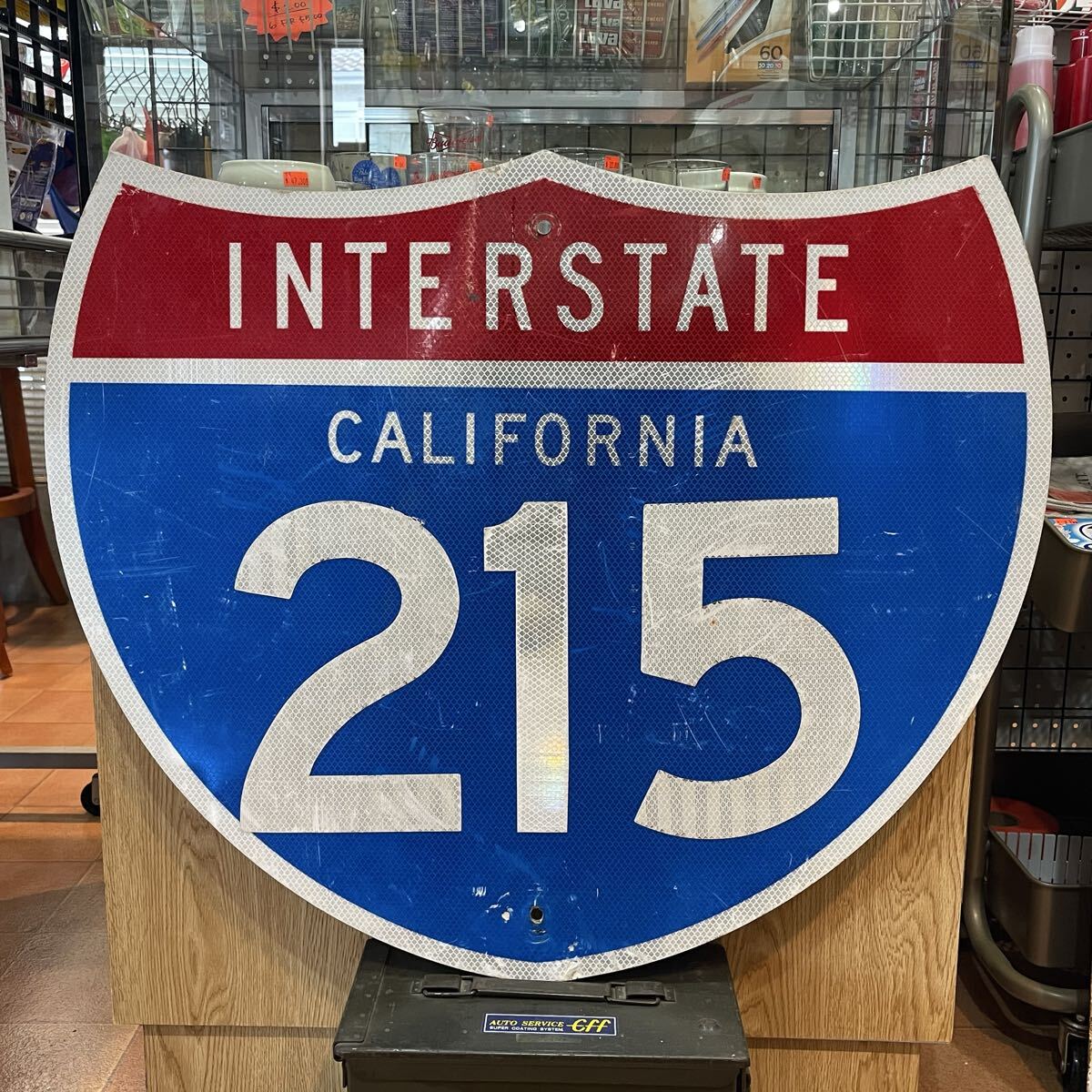 カリフォルニア ロードサイン INTERSTATE 215 E85 フリーウェイ 本物 道路標識 インテリア ガレージ usdm ロングビーチ メタルサイン