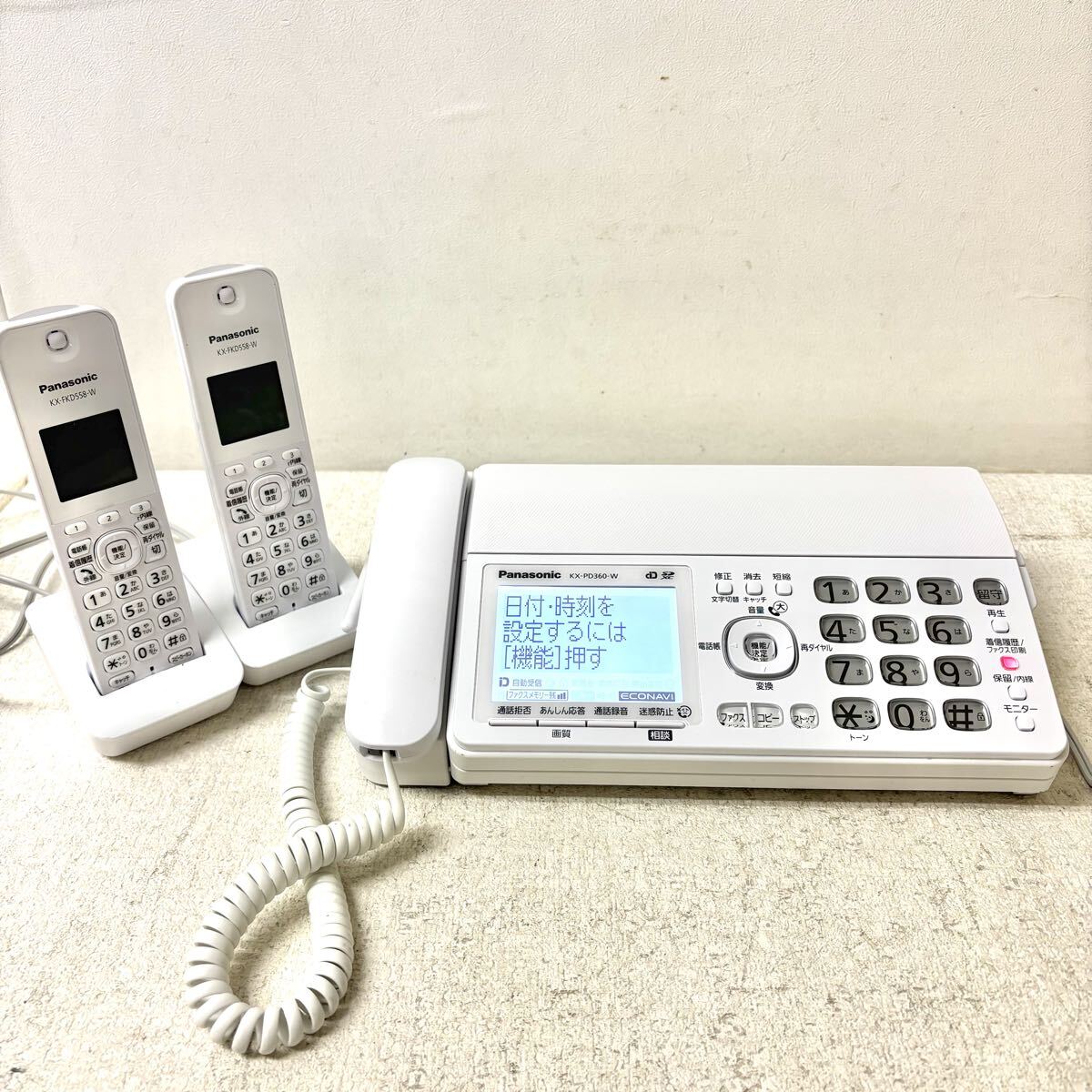 0419L6 Panasonic パナソニック デジタルコードレスFAX おたっくす 親機 KX-PD360-W 子機 KX-FKD558-W 電話機 ホワイト 動作確認済み