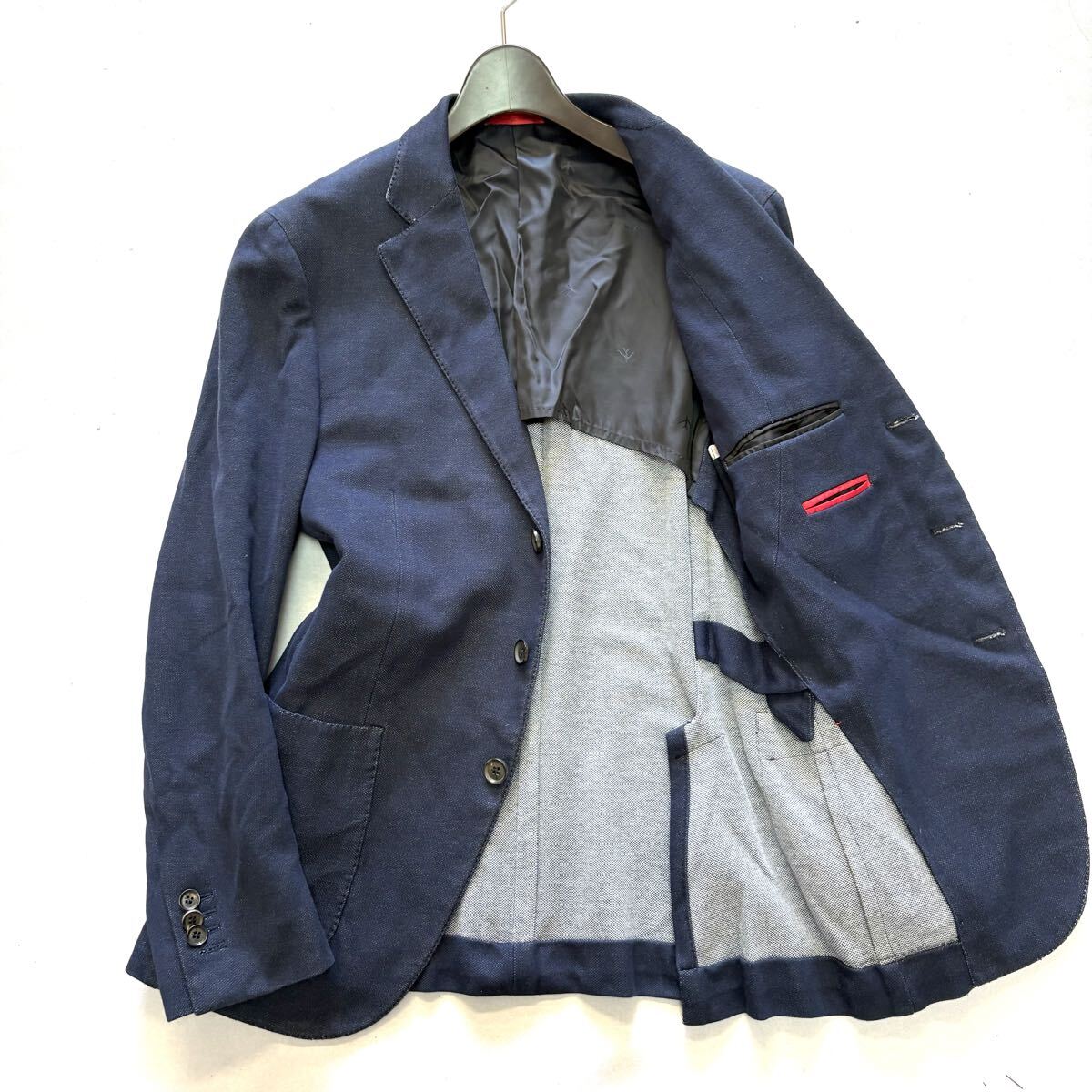 A ■ イタリア製 '至高の逸品' ISAIA イザイア COTTON インディゴ デニムスタイル 3釦 テーラードジャケット SIZE:46 高級紳士服 アウター