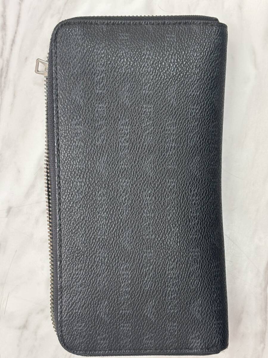 【F16011】アルマーニ　長財布　黒　ジップ無し　現状品