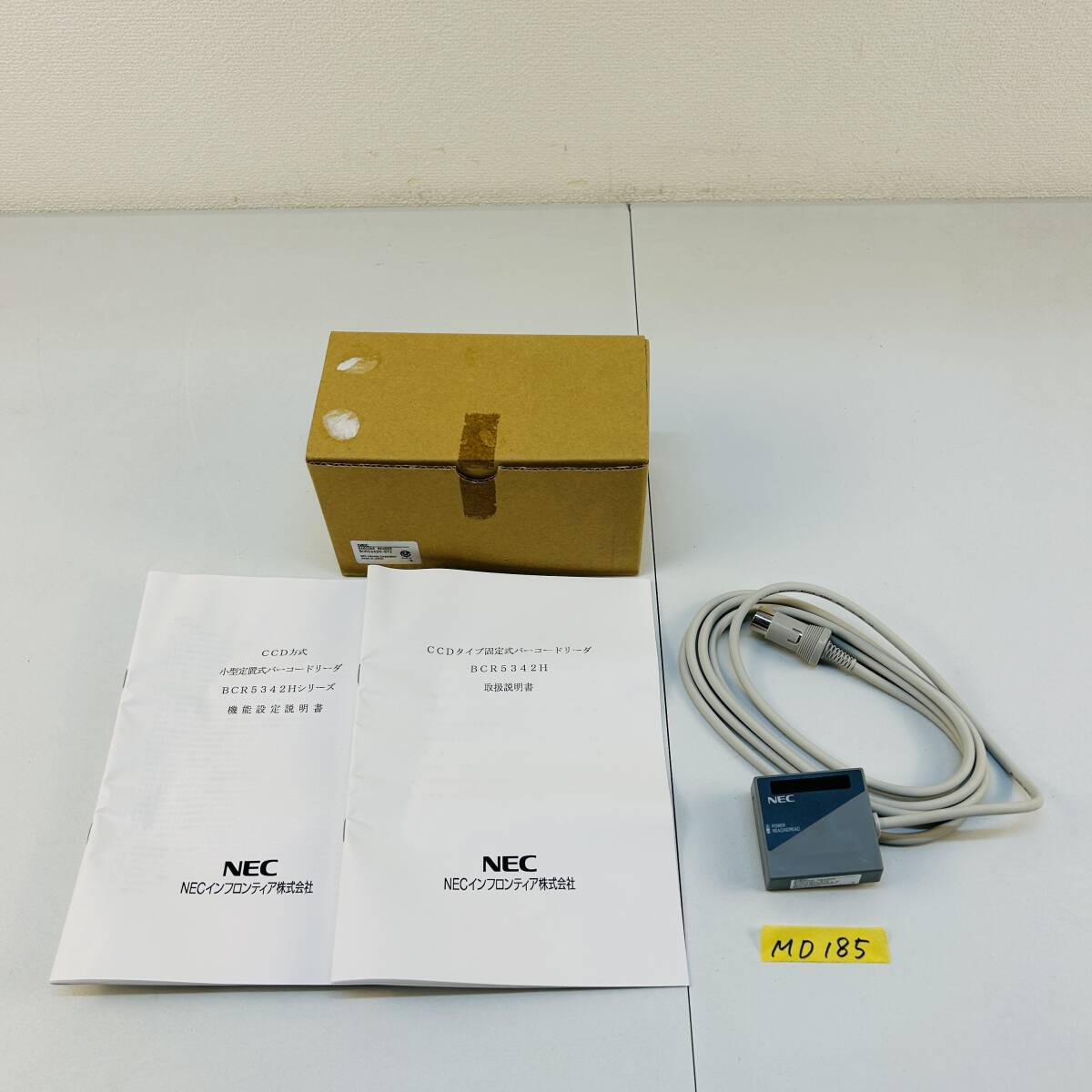 (ヤ)MD185【動作未確認/取説、箱付 】NEC BCR5342H-STZ CCDタイプ固定式バーコードリーダー