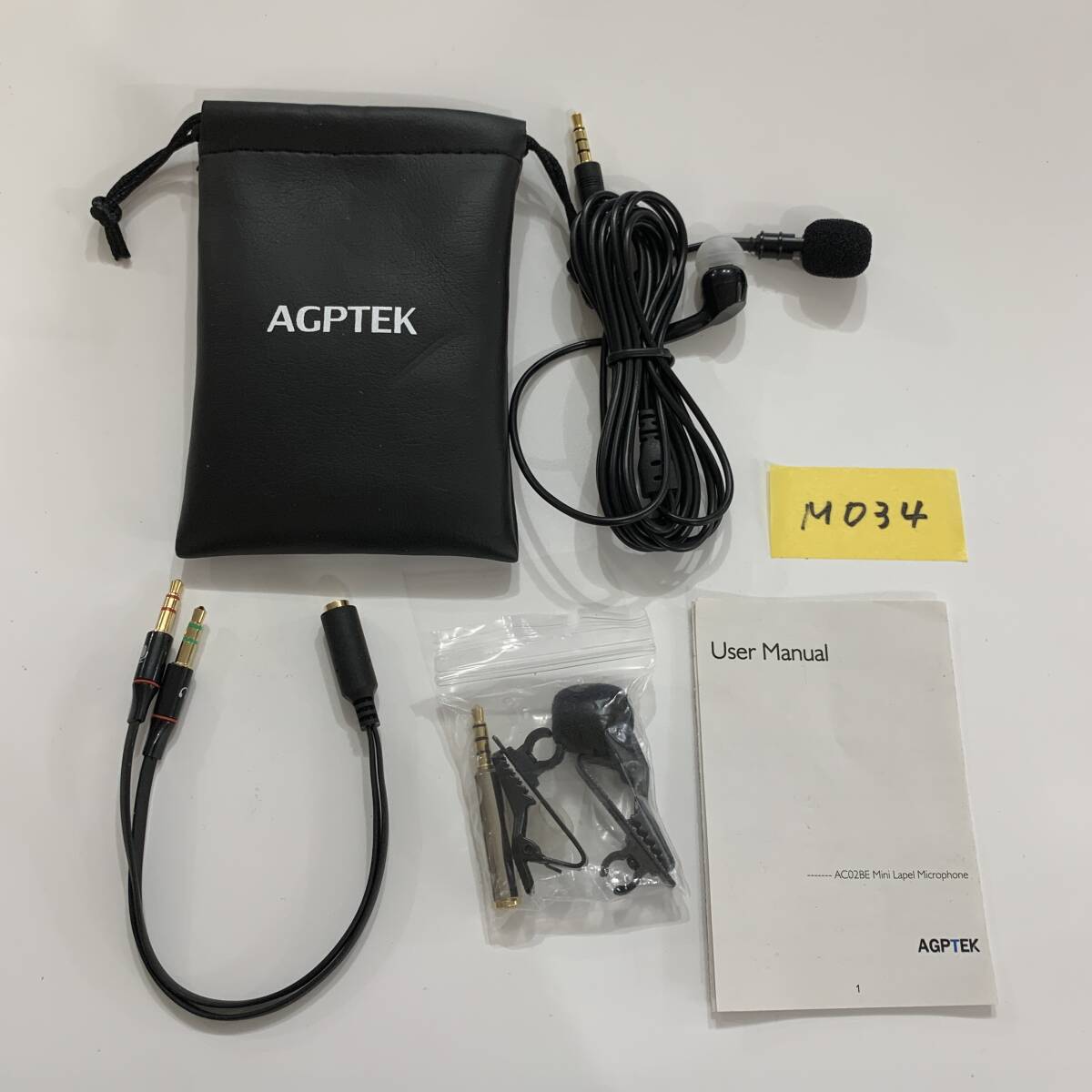 (ヤ)M034【取説・備品付】AGPTEK Z02E AC02BE ミニラペルマイク エージーピーテック ピンマイク クリップマイク コンデンサーマイク 高音質