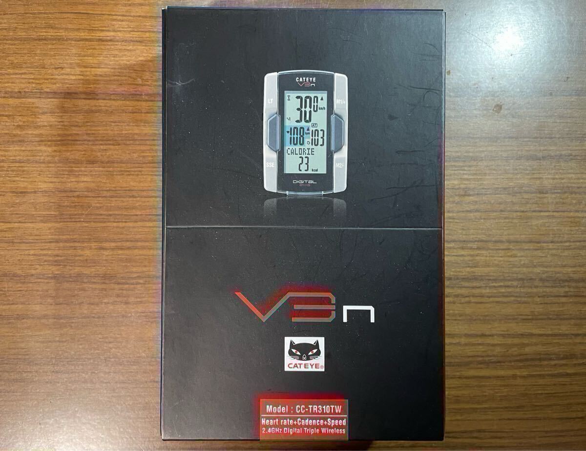 美品 Cateye 多機能サイコン V3n CC-TR310TW ケイデンス /心拍センサーセット