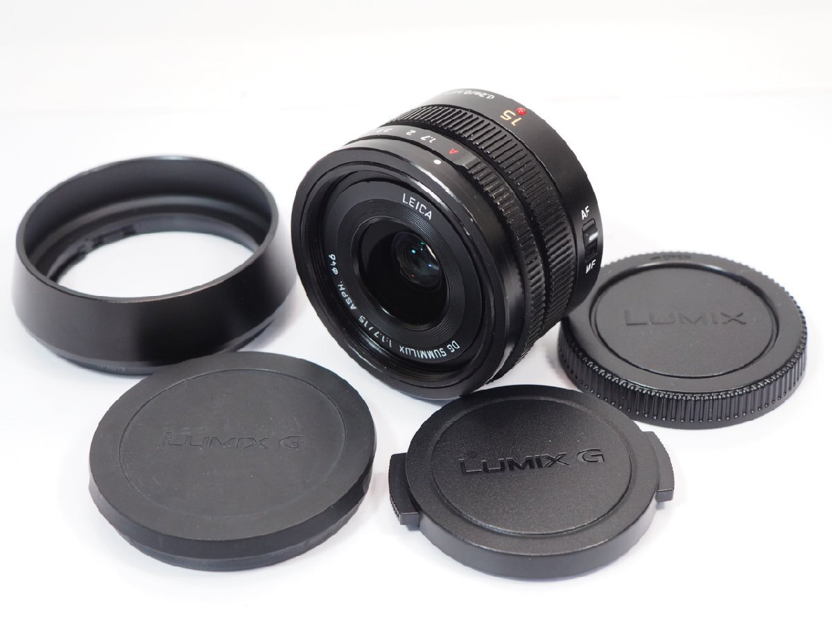 Panasonic LEICA DG SUMMILUX 15mmF1.7 レンズ H-X015 メタルフード付 パナソニック [管PN8747