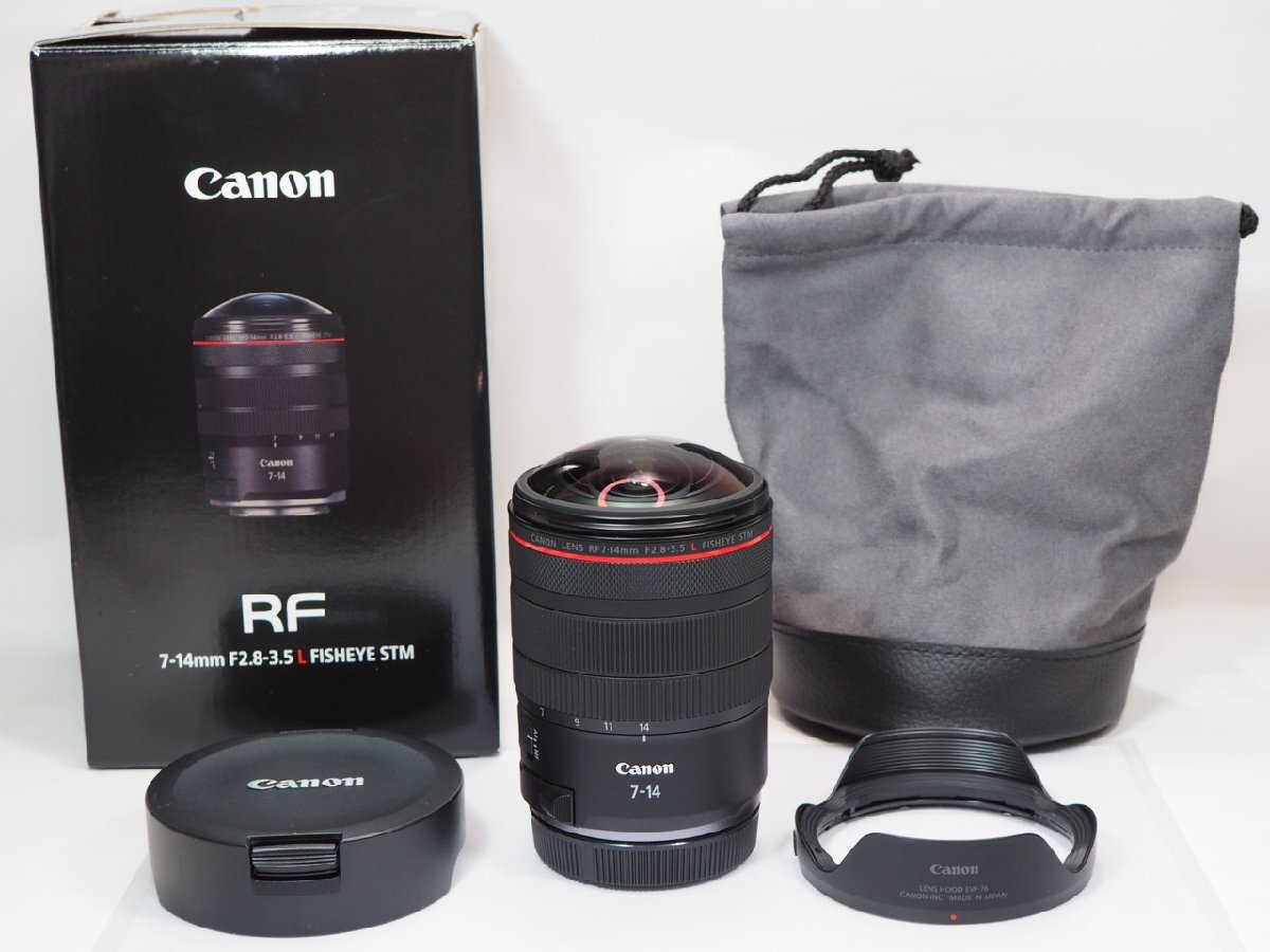 【 美品 】Canon RF 7-14mm F2.8-3.5 L FISHEYE STM 魚眼 レンズ フード ケース付き キヤノン [管CN8883
