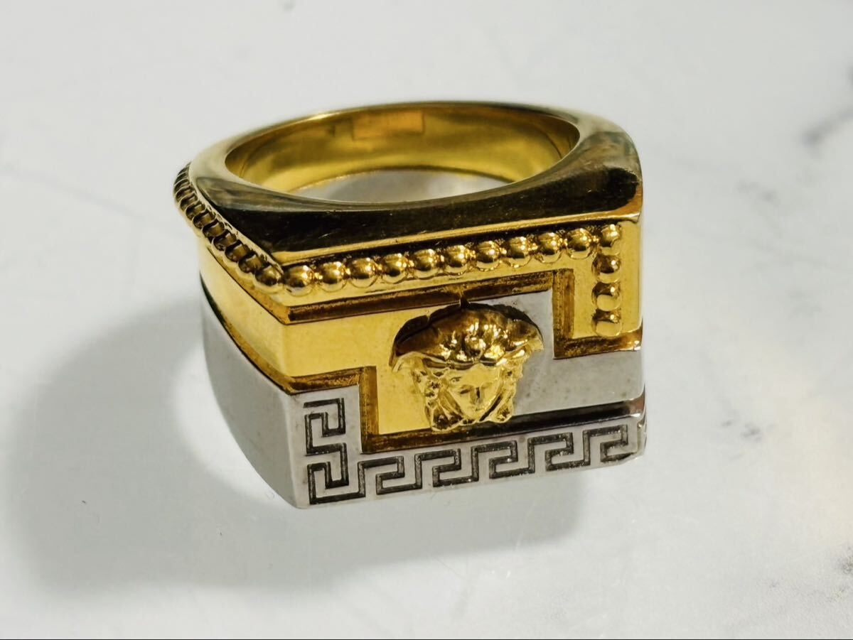 10 VERSACE ヴェルサーチ メデューサ コンビ リング シルバー ゴールド 指輪 中古品 現状品
