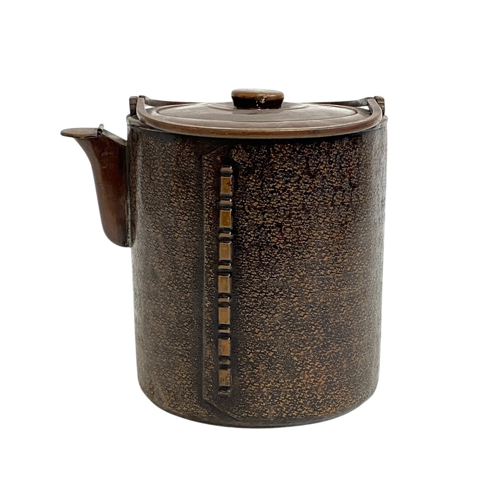 ヤタ作り 水差し みずさし 打出 筒型 やかん 湯沸 茶道具 銅瓶 薬缶 金工美術 メタル 食器 ブラウン ユニセックス