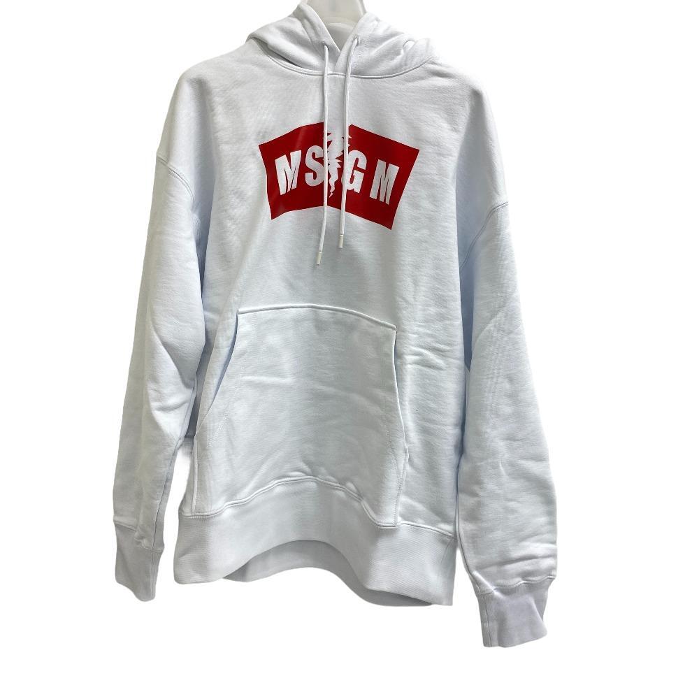 MSGM/エムエスジーエム WEATSHIRT OPTICAL WHITE フーディー ロゴ コットン パーカー ホワイト メンズ ブランド
