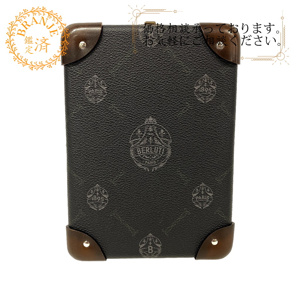 Berluti/ベルルッティ グローブトロッター シグネチャー レザー ショルダーバッグ ブラック メンズ ブランド