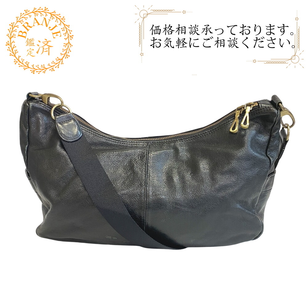 レザー ショルダーバッグ ブラック メンズ