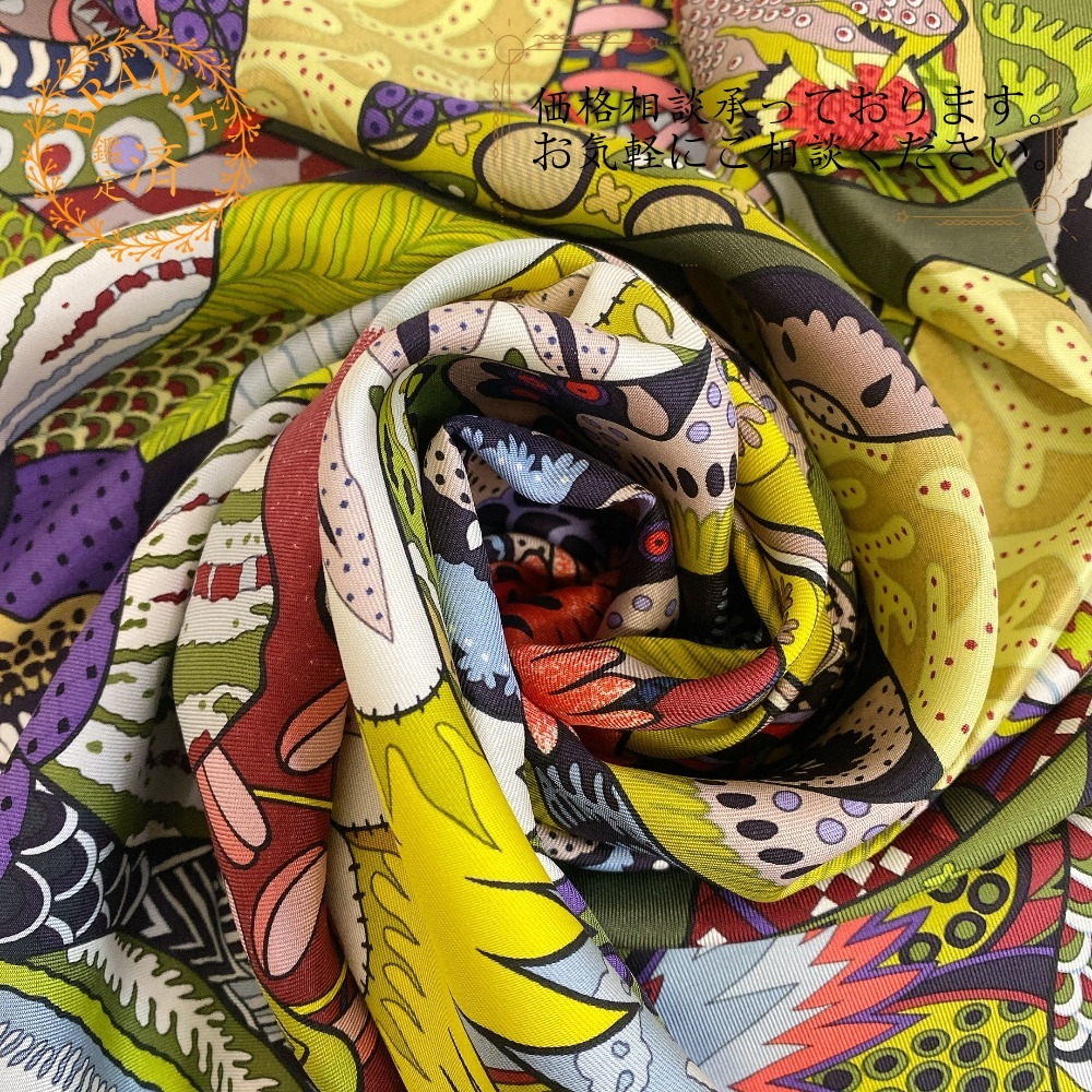 HERMES エルメス カレ90 FLEURS DINDIENNES インドの花 シルク スカーフ マルチカラー レディース