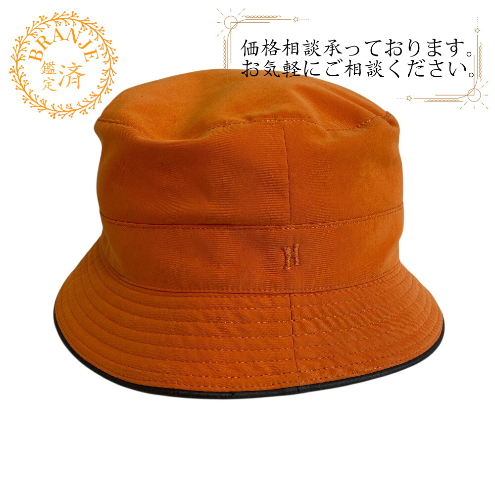 HERMES エルメス バケットハット アセテート ハット オレンジ レディース