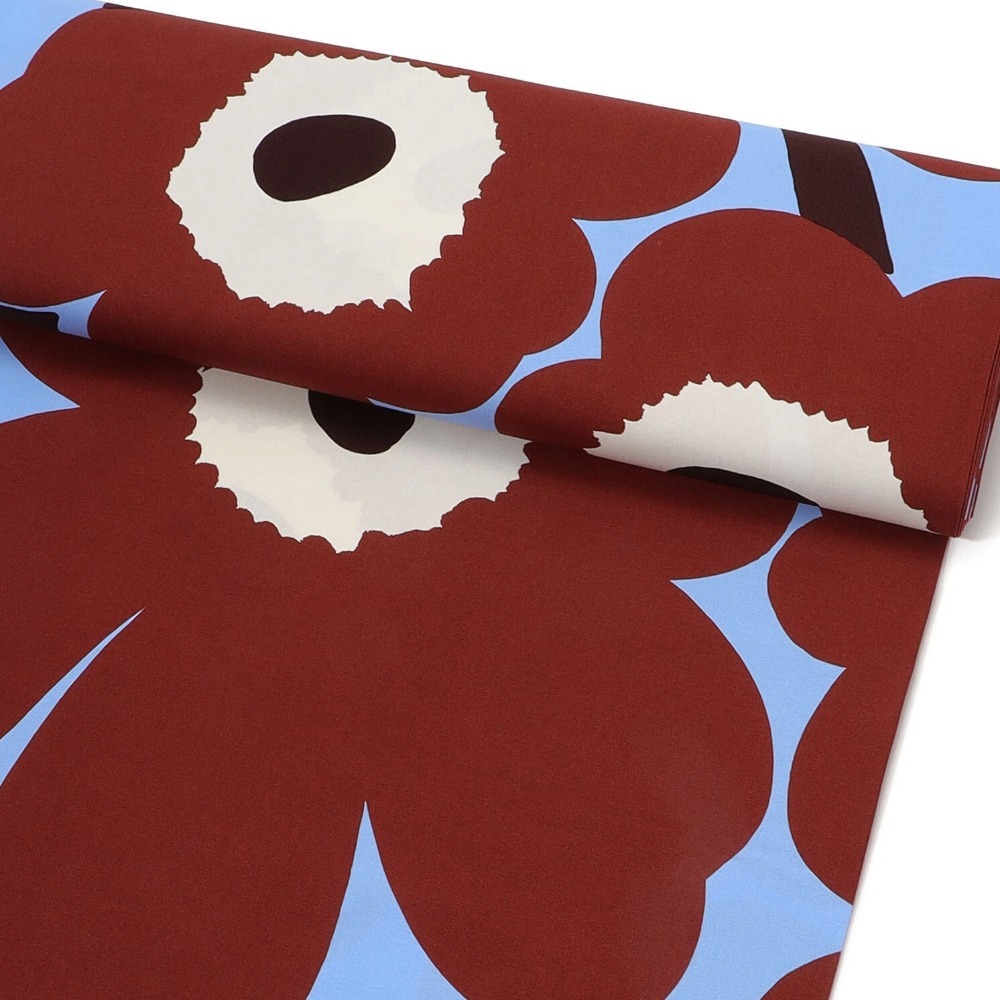 マリメッコ 生地 ウニッコ ブルー×ブラウン 68882-581 10m marimekko Unikko 北欧 布 コットン ファブリック ハンドメイド