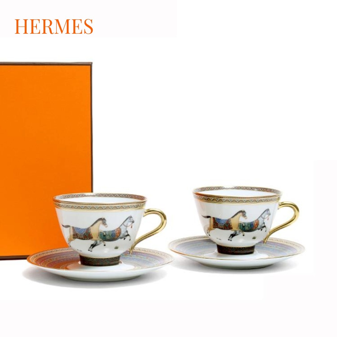 エルメス シュヴァルドリアン ティーカップ＆ソーサー ペア No.5 HERMES Cheval d’Orient ティーセット カップ ソーサー 食器 高級洋食器