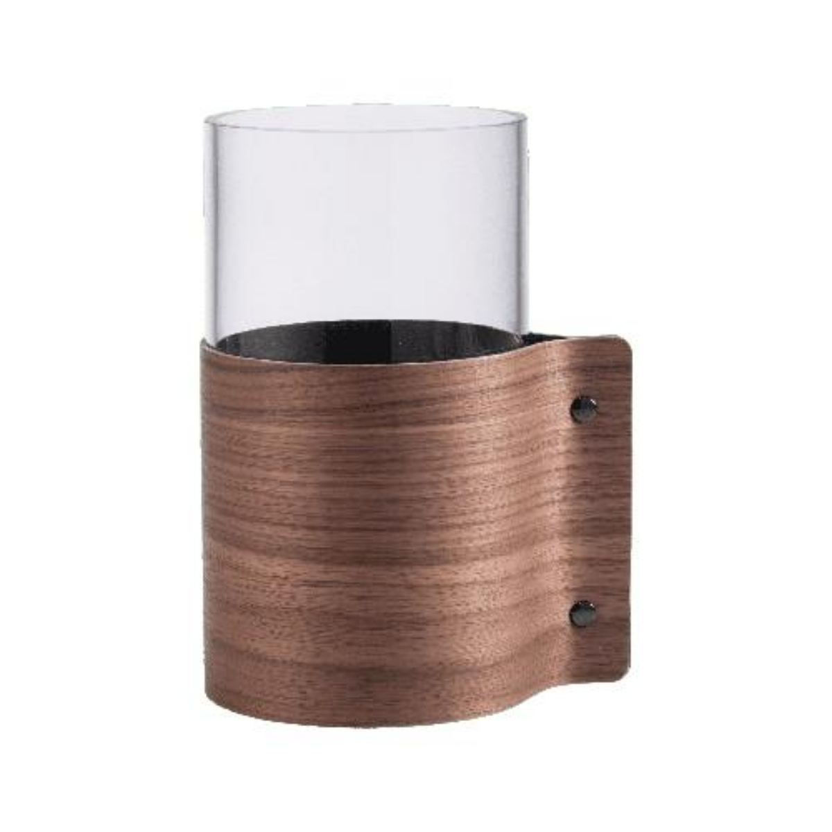 LINDDNA フラワーベース Block L Wood Walnut 花瓶 北欧 おしゃれ ガラス×レザー 木製 ウォルナット インテリア