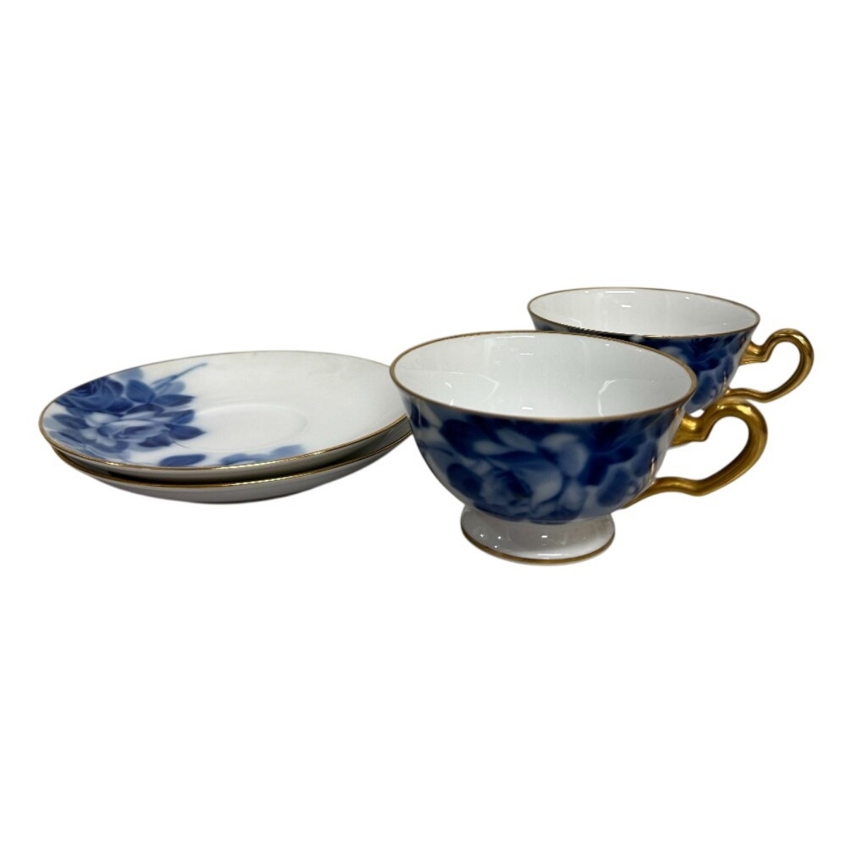 大倉陶園 カップ＆ソーサー 2客 まとめて コップ プレート 皿 ティーカップ コーヒー ブランド食器 洋食器 ブルーローズ 陶器 食器