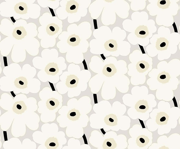 marimekko マリメッコ 壁紙 UNIKKO ウニッコ ホワイト ライトグレー 70cm×10.05m 北欧デザイン 輸入壁紙 新品未使用