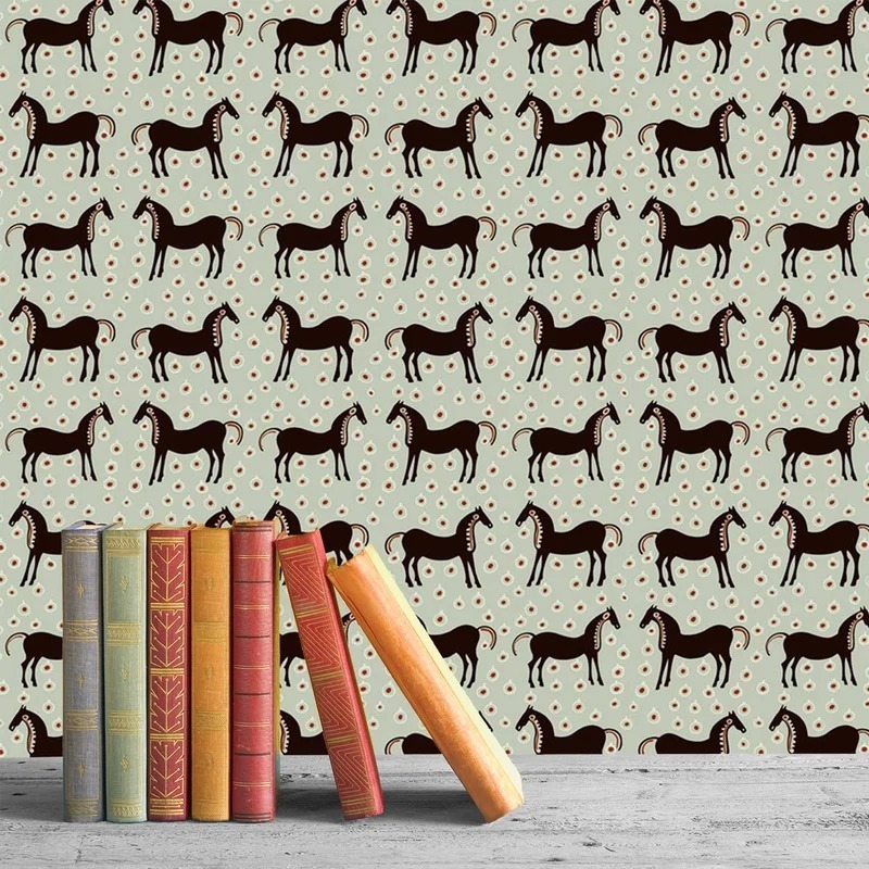 marimekko マリメッコ 壁紙 MUSTATAMMA ムスタタンマ ライトグリーン 70cm×10.05m 北欧デザイン 輸入壁紙 新品未使用