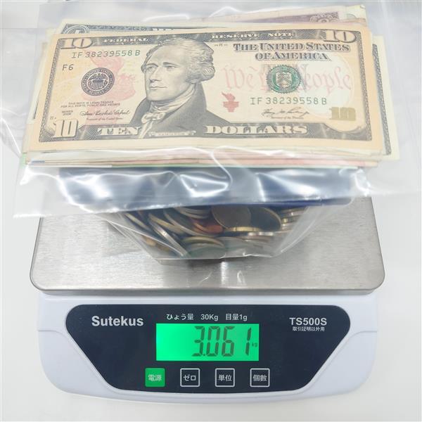 【お買い得品】1円 格安 外国銭 まとめ 約3.0kg 硬貨 メダル お札 ドル コレクション品 旧札 当時物 アメリカ 韓国 カナダ スイス 中国 