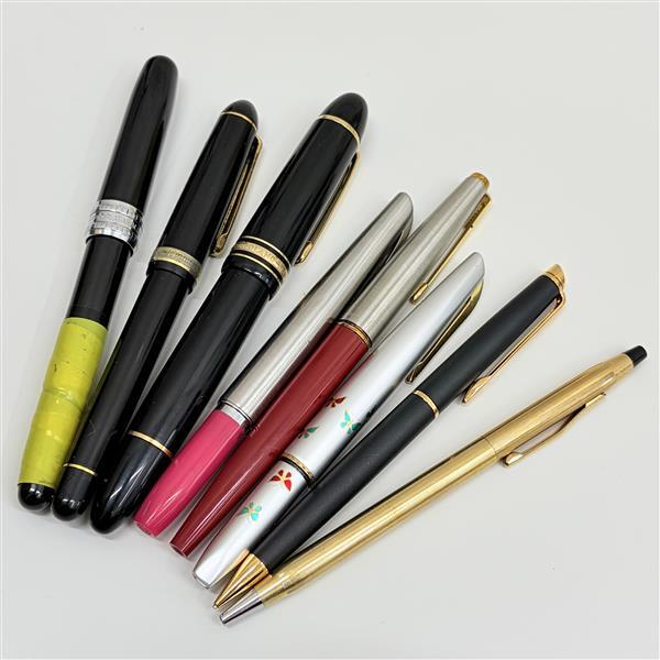 【お買い得商品】1円 格安 万年筆 ボールペン シャーペン おまとめ セット ペン先 18K 14K 刻印 ブランド モンブラン PLATINUM 8本 ペン