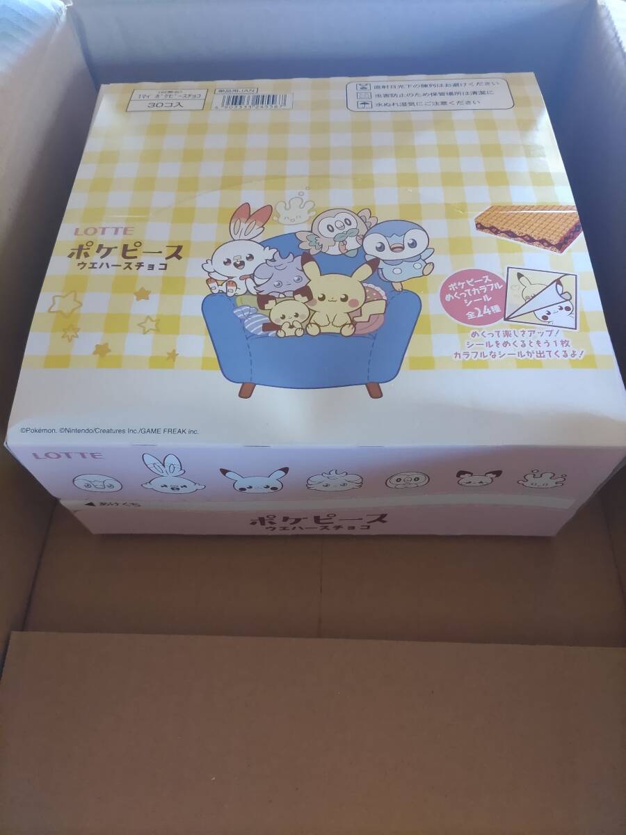即決 新品未開封 LOTTE ロッテ ポケピースウエハースチョコ1BOX30個入りセット 賞味期限2024年06月 めくってカラフルシール ポケモン