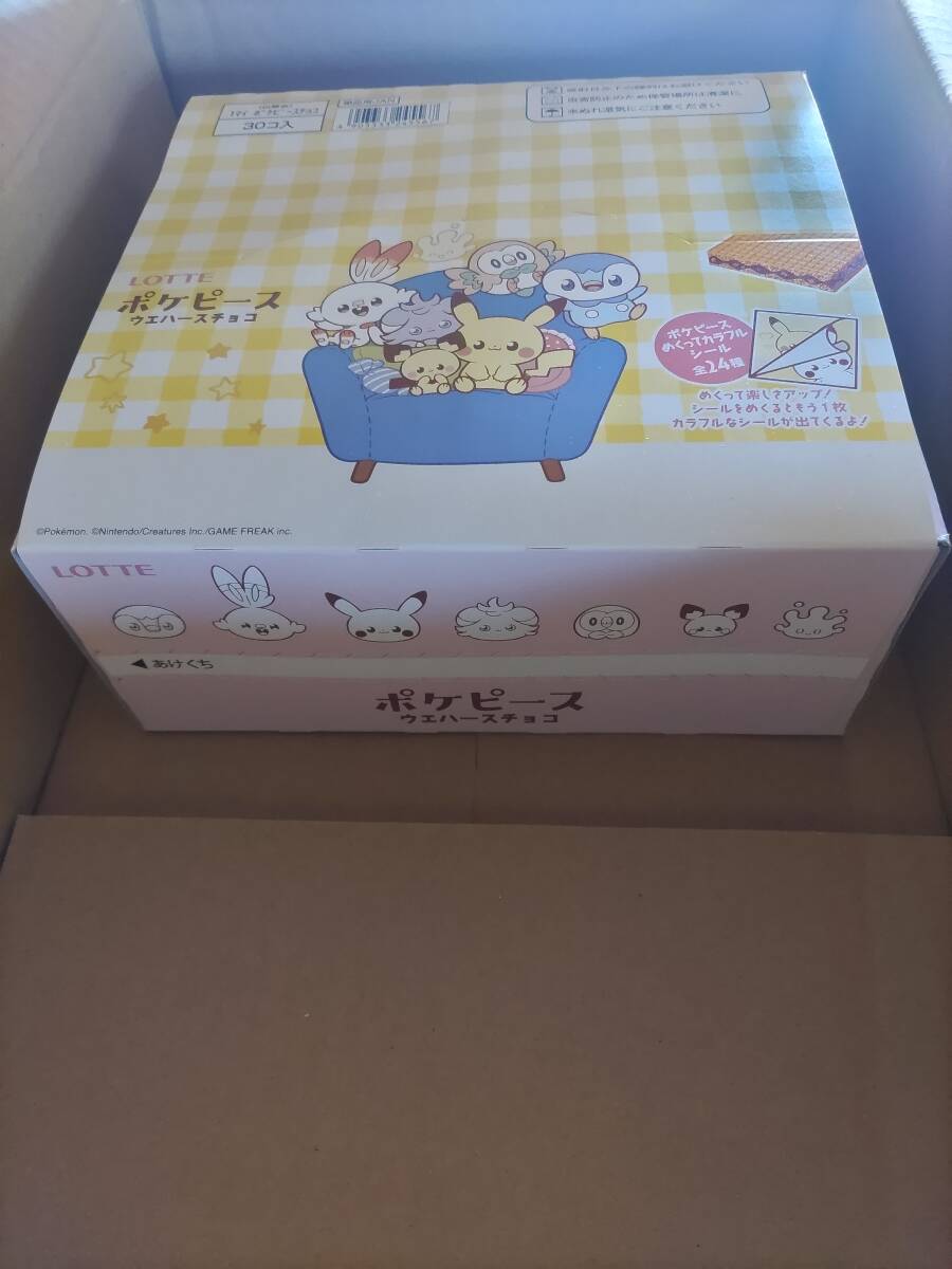 即決 新品未開封 LOTTE ロッテ ポケピースウエハースチョコ1BOX30個入りセット 賞味期限2024年06月 めくってカラフルシール ポケモン 