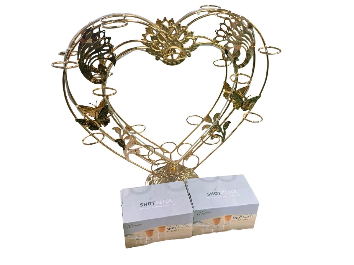 テキーラ観覧車 ハート型 グラス12個 充電器付 ライト