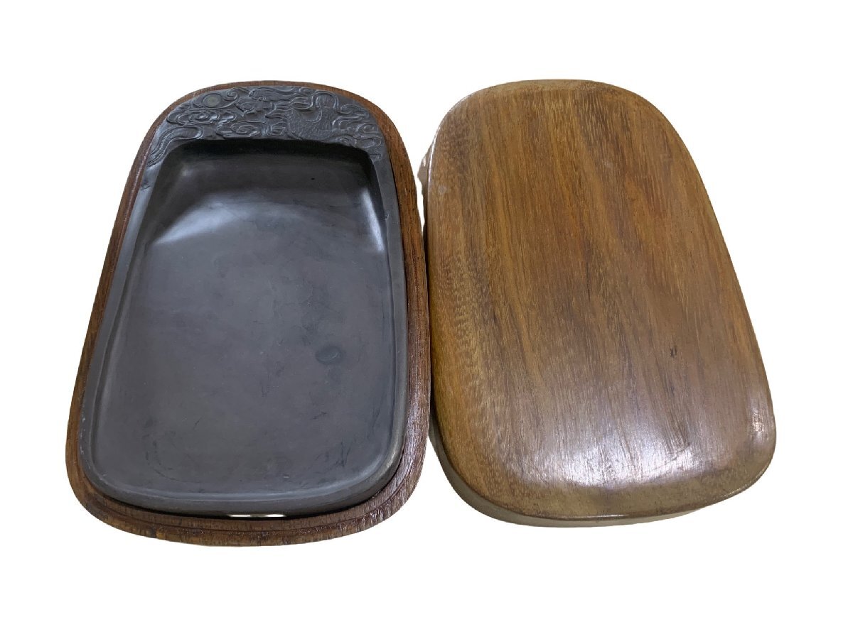 硯 中国 端渓硯 雲龍紋 石眼 書道具 書道