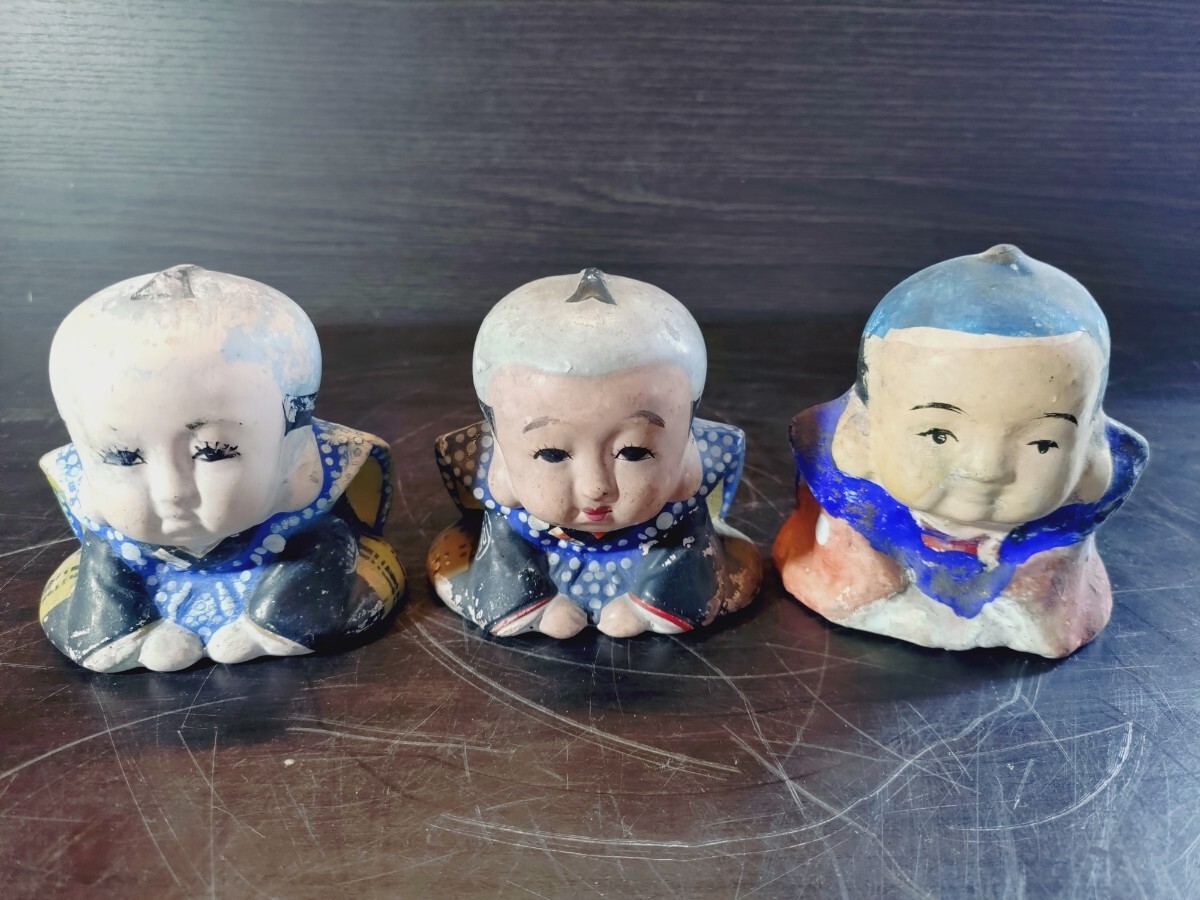 福助人形 郷土玩具 陶器 置物 小3品