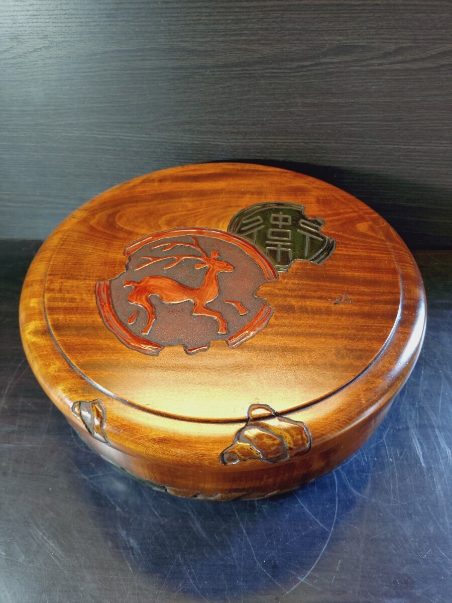 鳥城彫 煎茶道具 茶器入れ