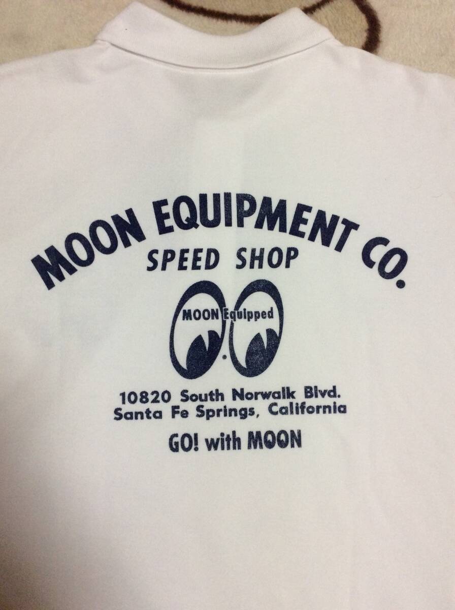 ◎　Moon Eyes　ムーンアイズ　前後プリント　半袖　ポロシャツ　サイズL　個人保管　新品未使用品　　　　送料430円～レターパックライト