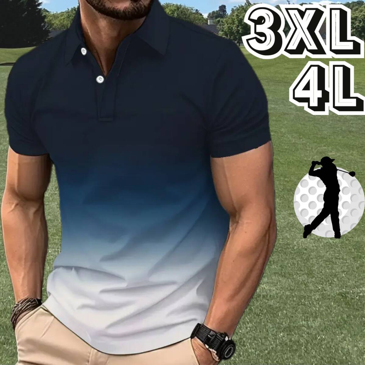 メンズ ゴルフウェア ポロシャツ 春夏 半袖 シャツ ネイビー 紺 ホワイト 白 春 夏 シンプル★大きい サイズ XXXL 4L 3XL★スポーツ ゴルフ