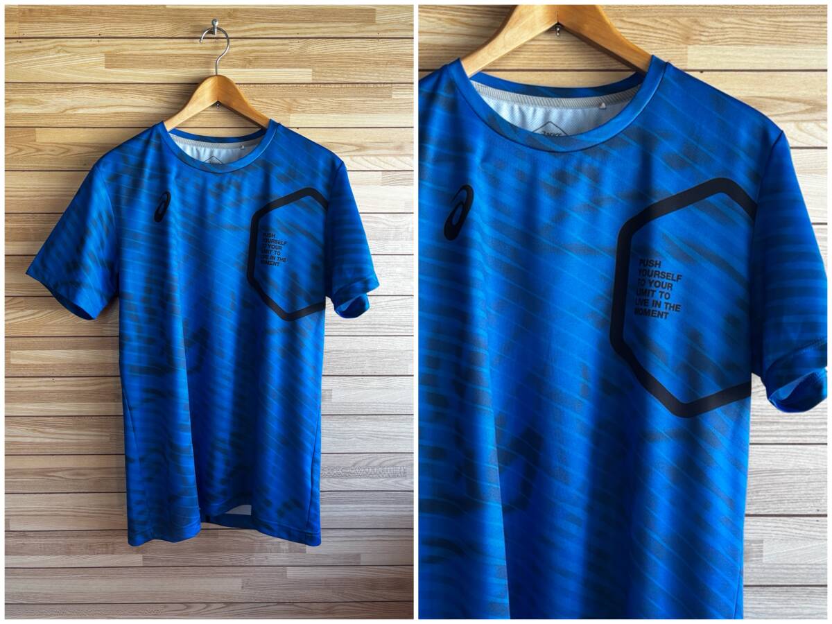 #セール★大きい サイズ XL★asics アシックス 半袖 シャツ Tシャツ LIMO D-1 ドライ ブルー 青★トレーニング ランニング ウォーキング