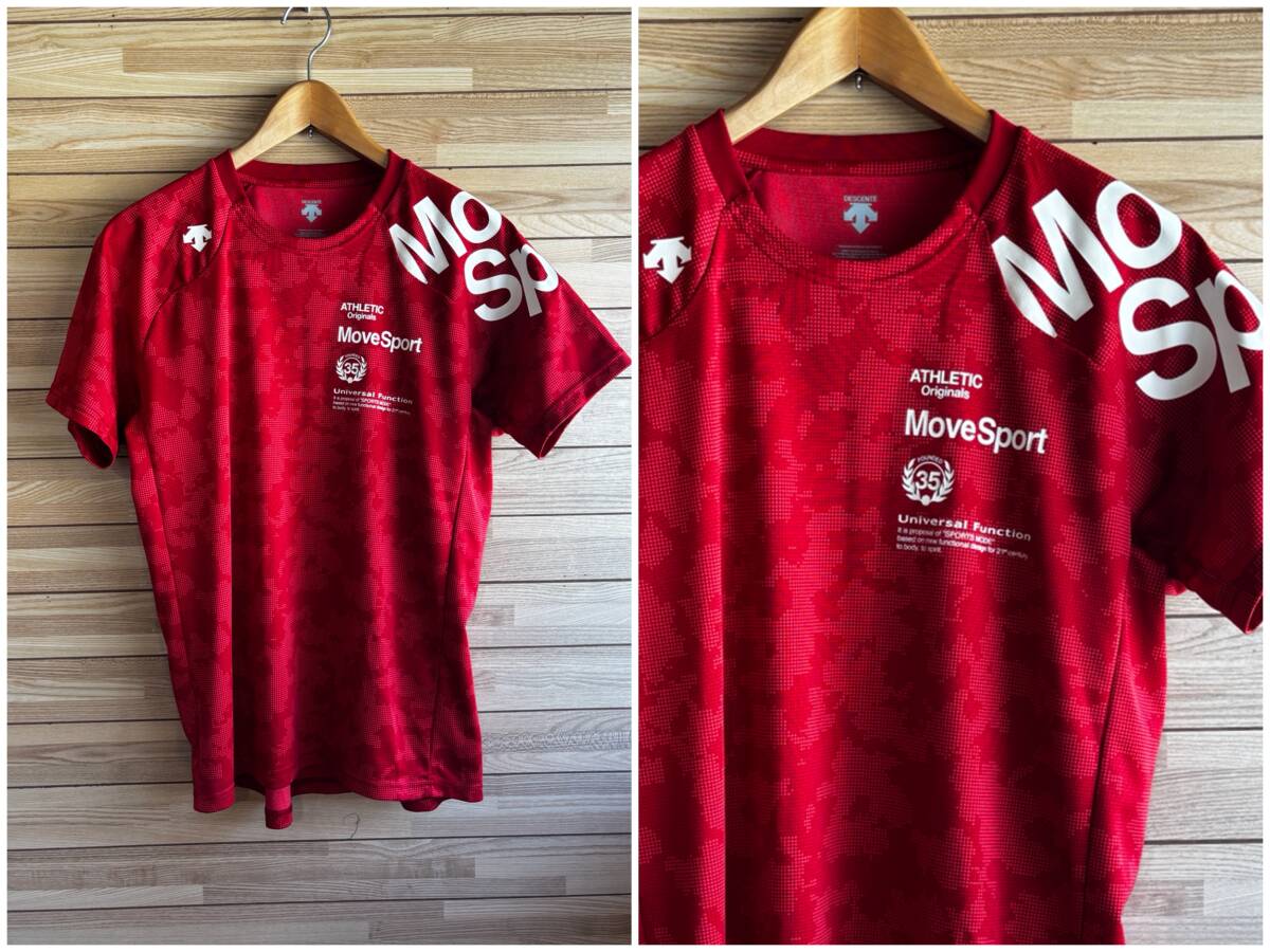 #セール★サイズ L★DESCENTE デサント MOVE SPORT ムーブスポーツ 半袖 シャツ Tシャツ ストレッチ 吸汗速乾 レッド 赤★トレーニング